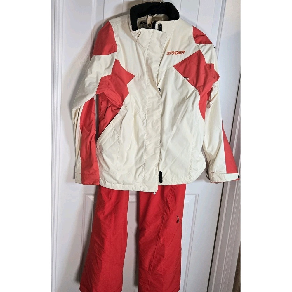 Spyder Ski Suit Snowsuit Two Piece Snow Bib Pants Sz 8 & Coat Sz 10 Womens Red